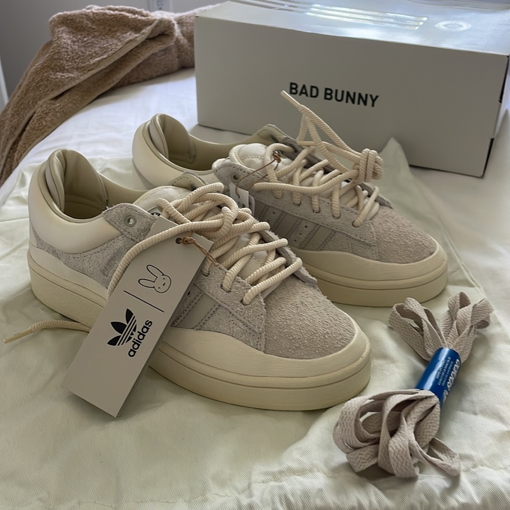 BRAND NEW Bad Bunny x Adidas Campus White Sneakers
